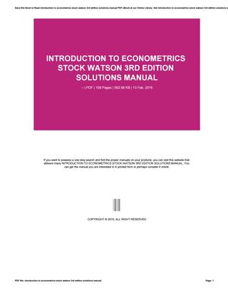 Stock and watson econometrics solutions